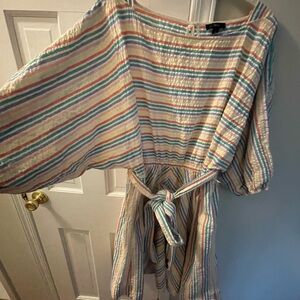 Striped Multicolor Dress with Tie Belt